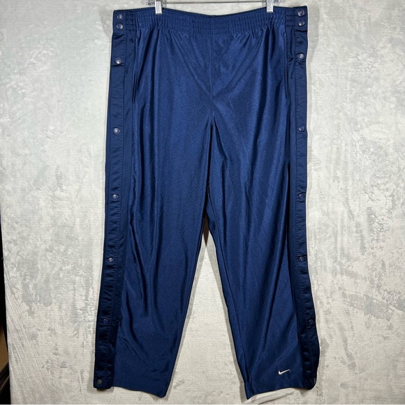 Vintage Nike Track Pants L Men Blue Straight Leg Break Away Baggy Fit Shiny Y2K - Picture 1 of 10
